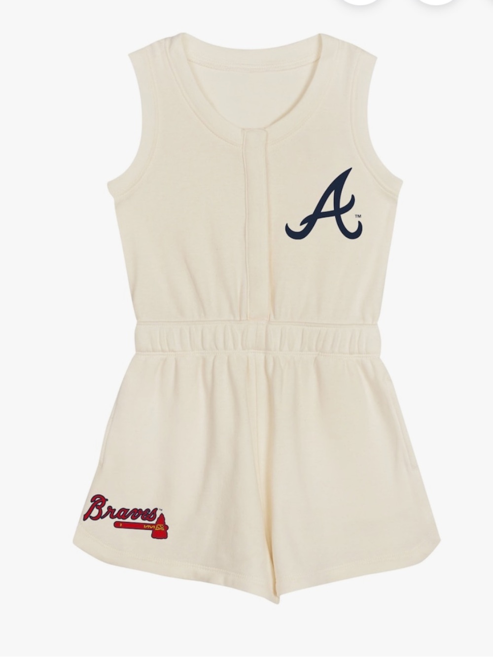 Atlanta Braves Girls Cream Tank Romper - Preschool